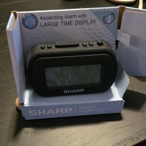 Sharp Black Digital Alarm Clock with Large Display